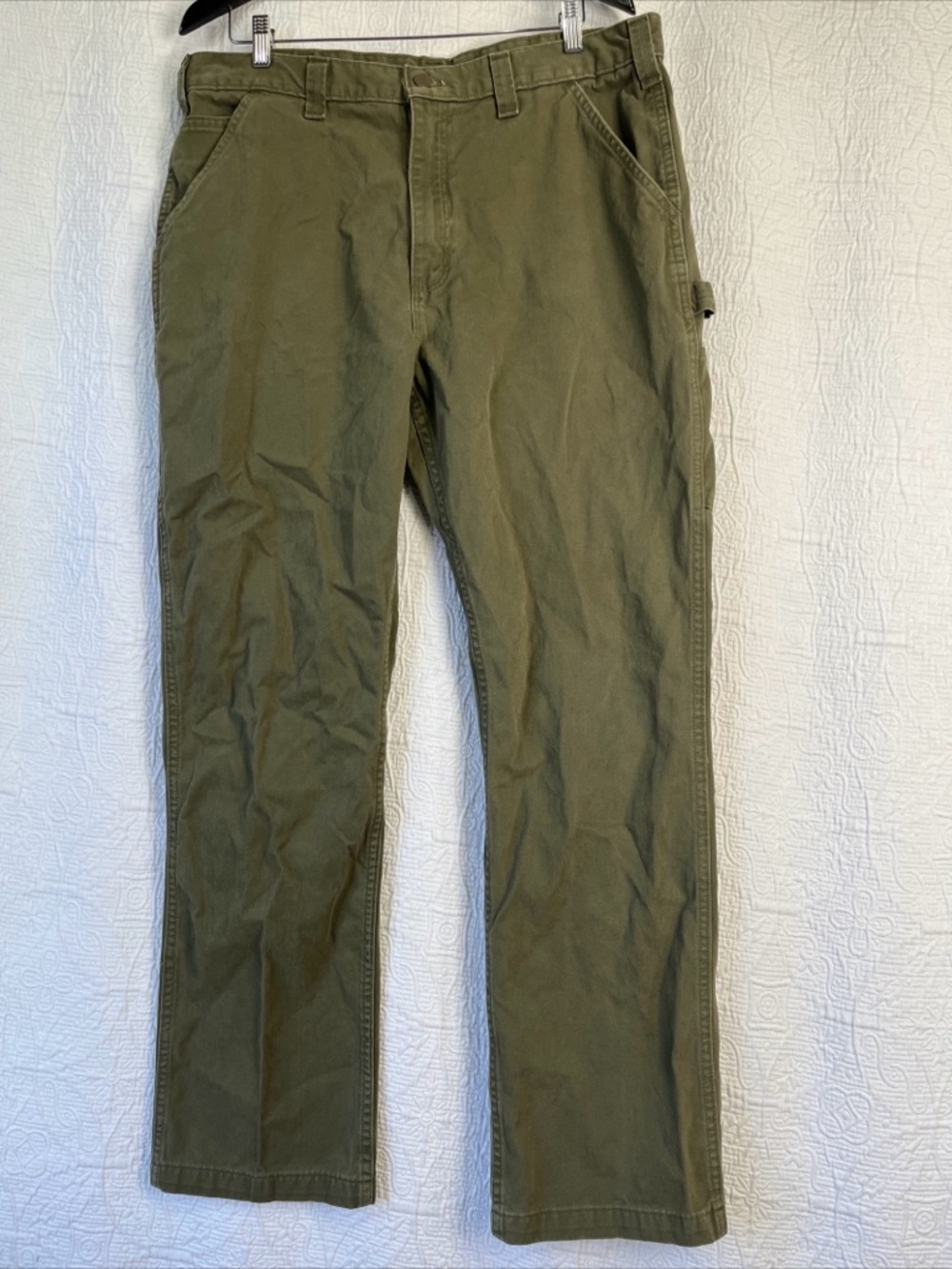 Carhartt Mens 38x34 Green Jeans Relaxed Fit Utility Carpenter Pants B324 ARG